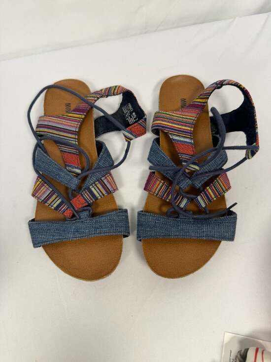 Minnetonka Shoes - Minnetonka Effie Multi-Colored Striped Denim Lace-Up Gladiator Sandals